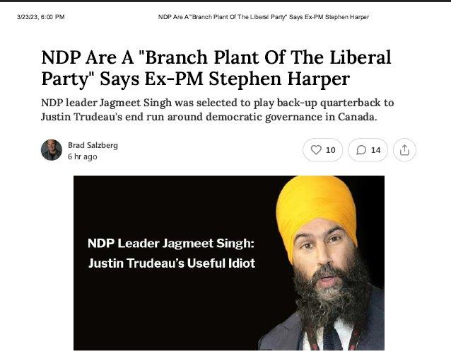 Singh NDP was a plant for the liberal part says Stephen Harper